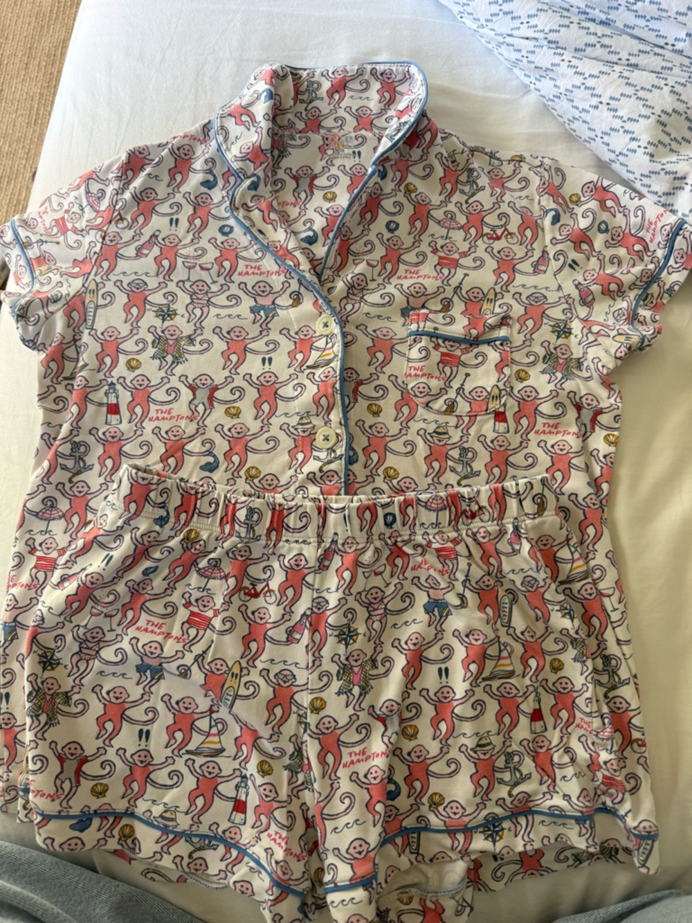 Roller Rabbit Limited Edition The Hamptons Monkey Print Short Pajama Set